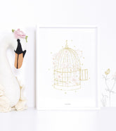 BOTANY - Affiche enfant - Cage et fleurs